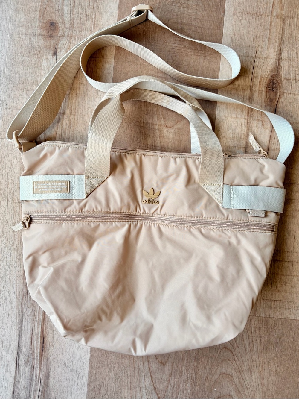 Adidas Women's Beige Puffer Tote Crossbody Bag